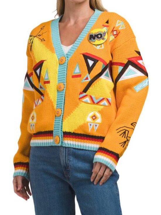 NO! JEANS Sweaters - NO! JEANS Yellow/Multi Heritage Cardigan